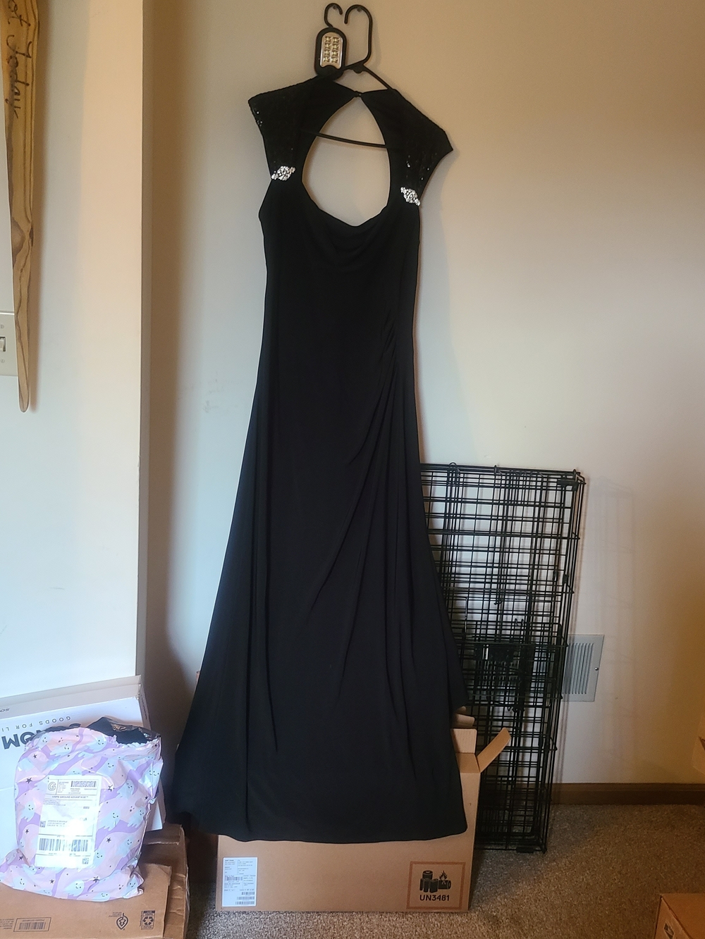 R&M Richards Black Sequin Maxi Dress
